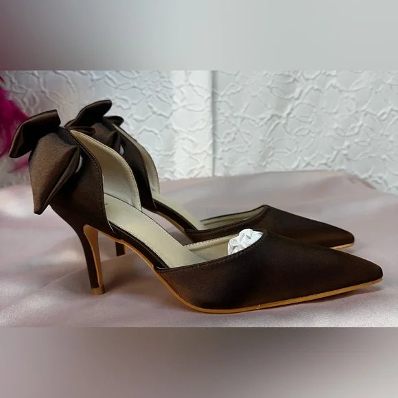 Allegra K- Women’s Satin Pointed Toe (detachable 🎀)Heels (9)‼️NIB‼️🤎 - Picture 3 of 12